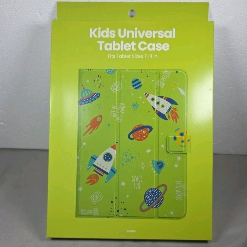 Kids Space Theme Tablet Case Green Multicolor Fits 7-11"